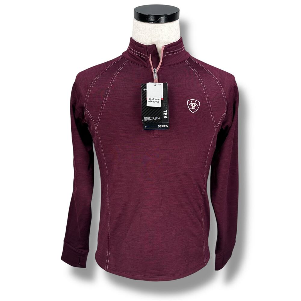 Ariat Tek Team 1/2 Zip Sweatshirt Youth Unisex 2XL XXL Windsor Wine Pullover New